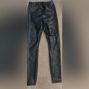 Aqua black faux leather leggings
